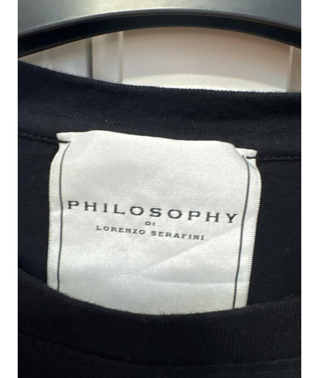 PHILOSOPHY DI LORENZO SERAFINI Черная хлопковая футболка, фото 3