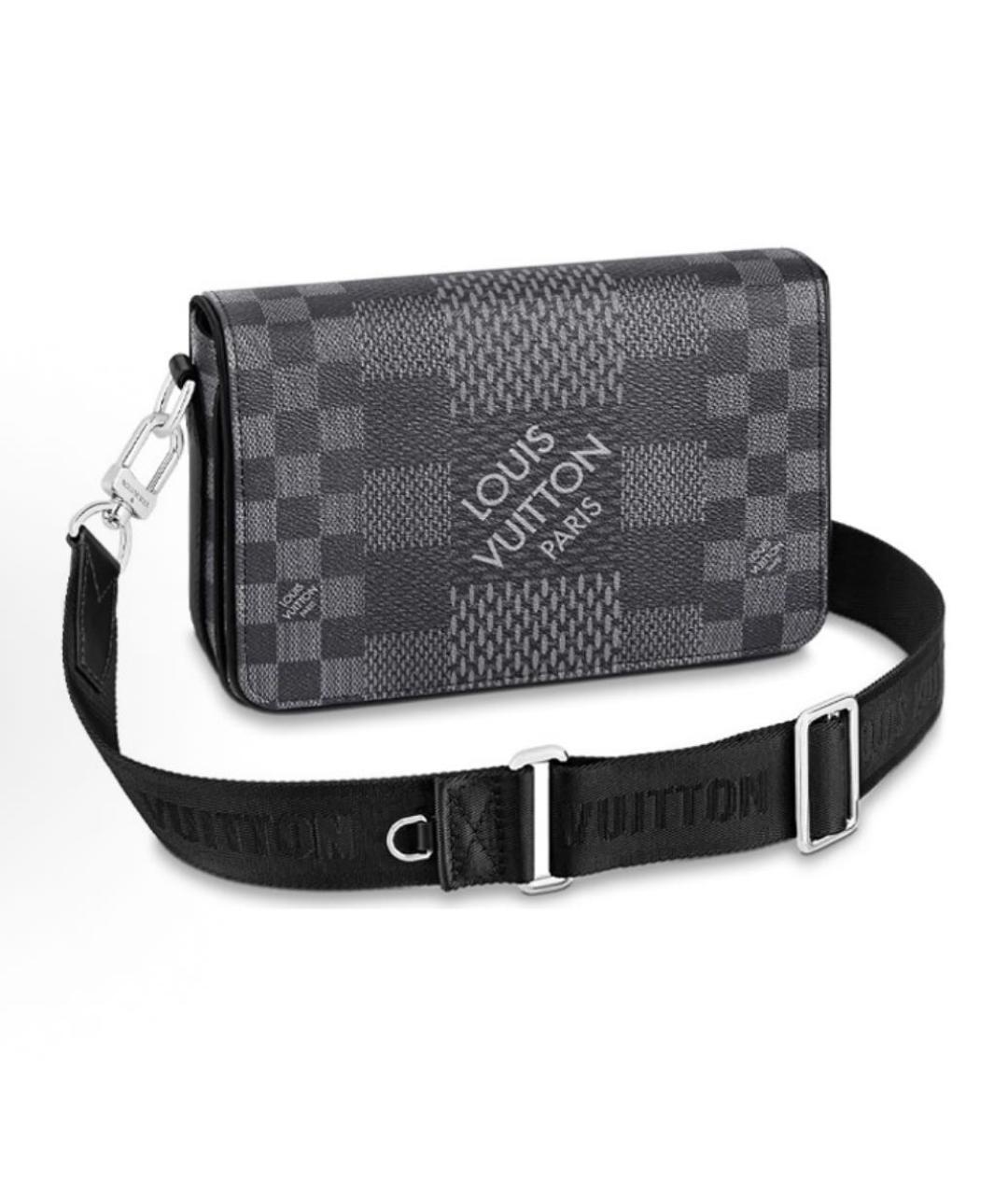 LOUIS VUITTON Антрацитовая кожаная сумка на плечо, фото 1