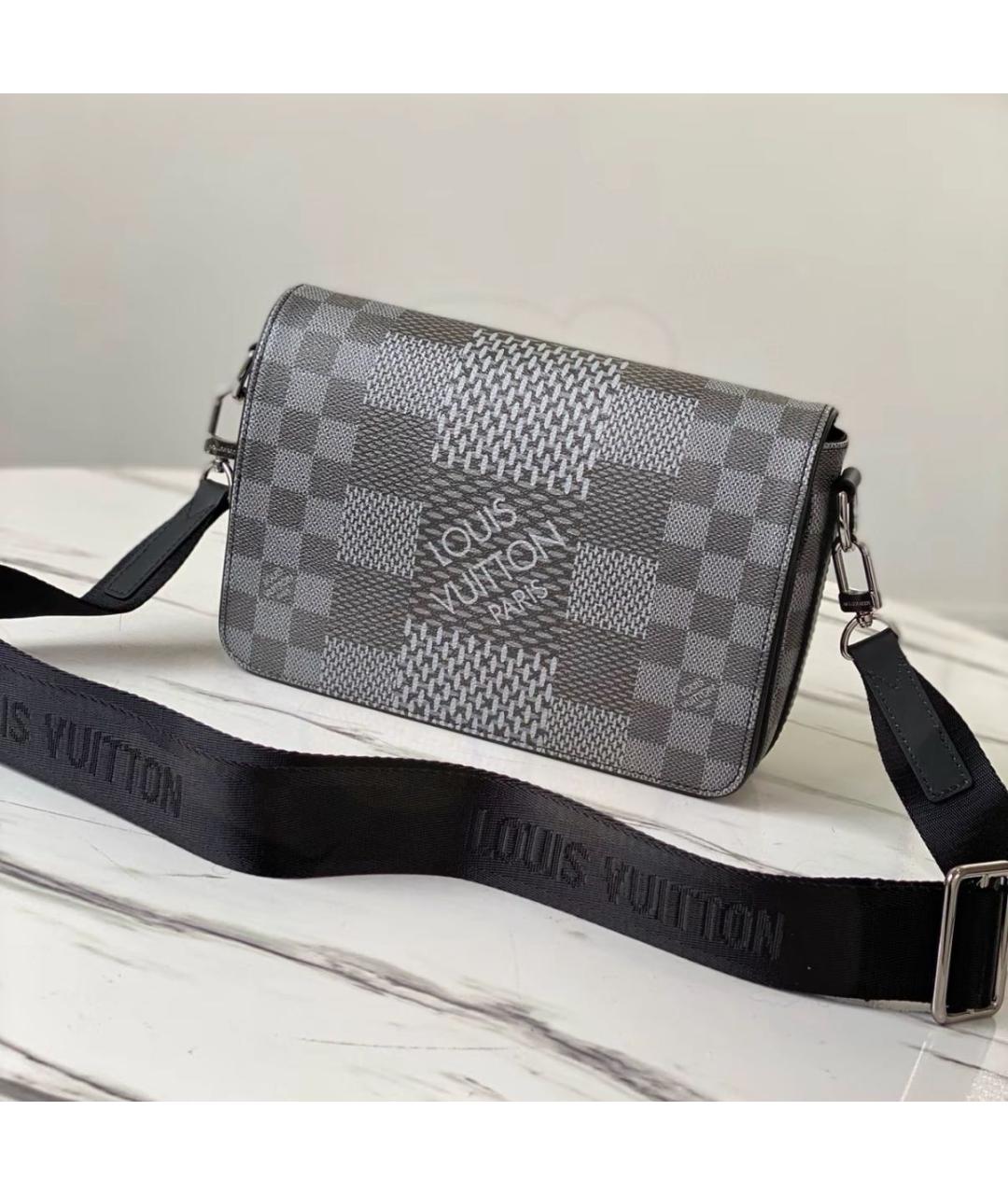 LOUIS VUITTON Антрацитовая кожаная сумка на плечо, фото 2