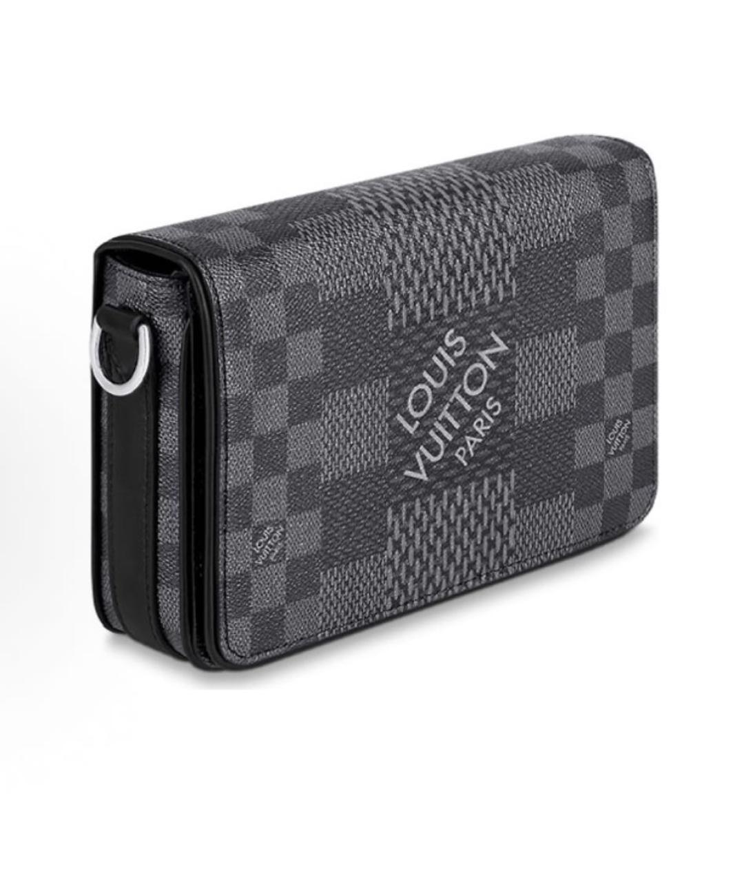 LOUIS VUITTON Антрацитовая кожаная сумка на плечо, фото 3