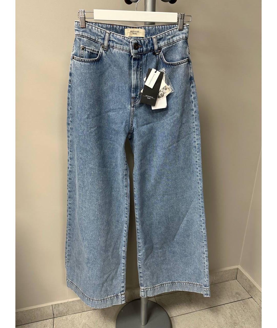 WEEKEND MAX MARA Голубые хлопковые джинсы клеш, фото 6