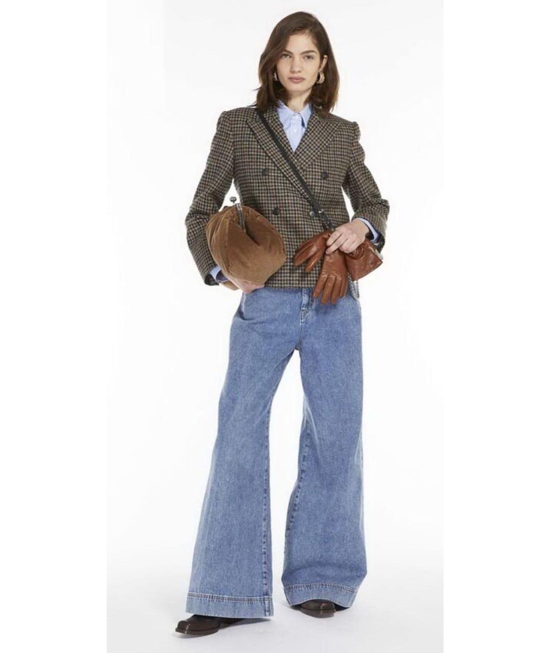 WEEKEND MAX MARA Голубые хлопковые джинсы клеш, фото 5