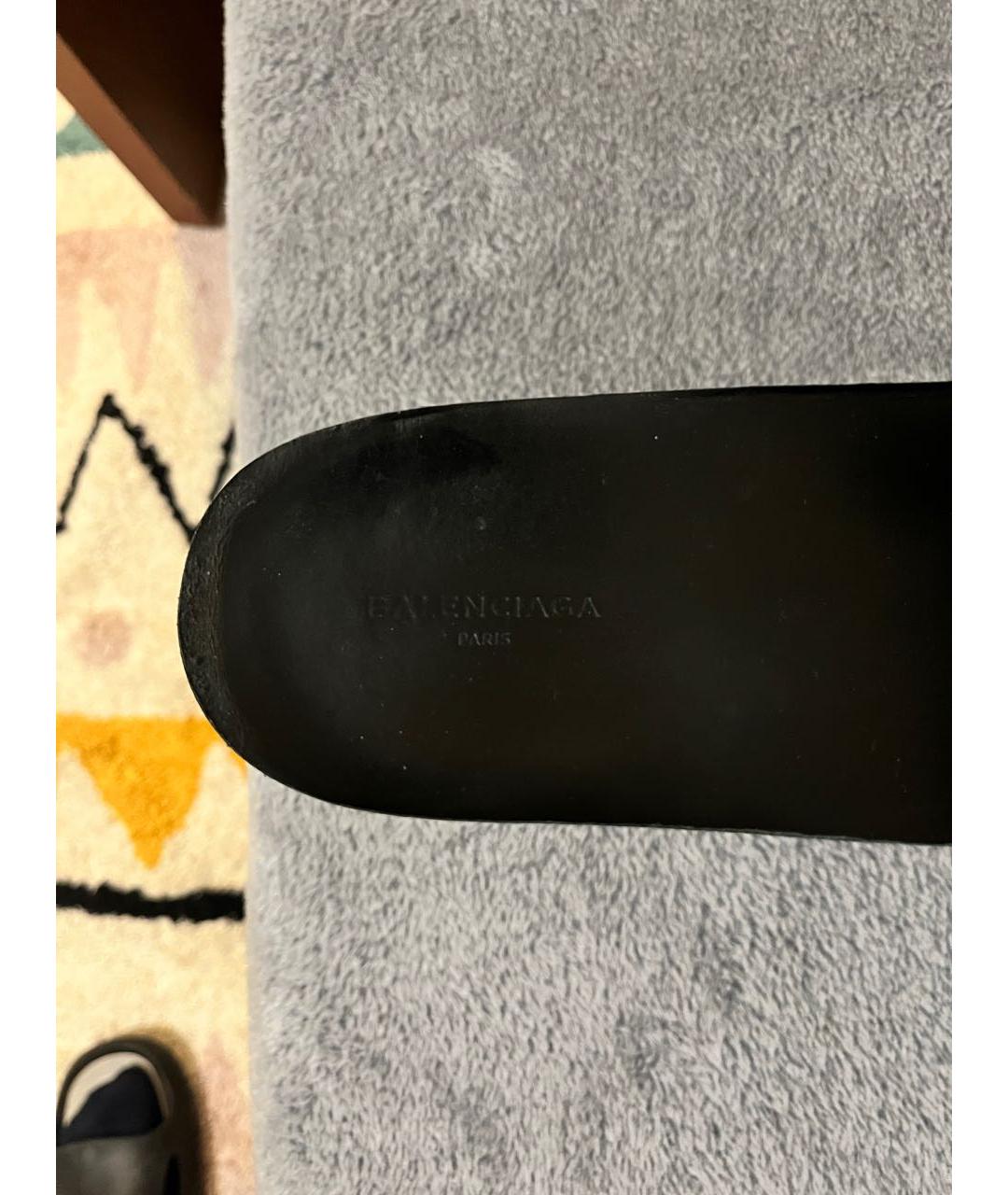 BALENCIAGA Черные кожаные высокие кроссовки / кеды, фото 7