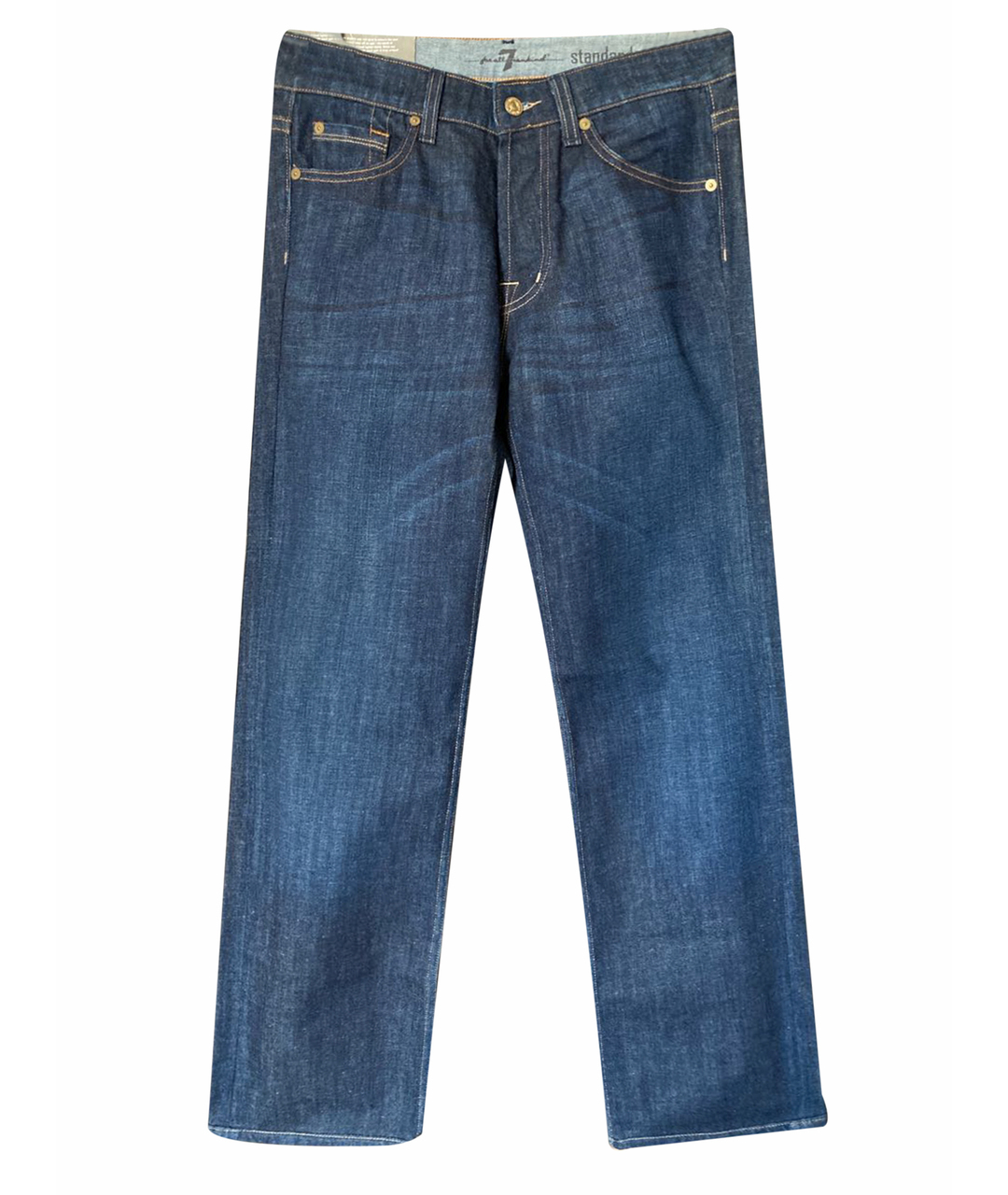 7 FOR ALL MANKIND Синие хлопко-полиэстеровые прямые джинсы, фото 1