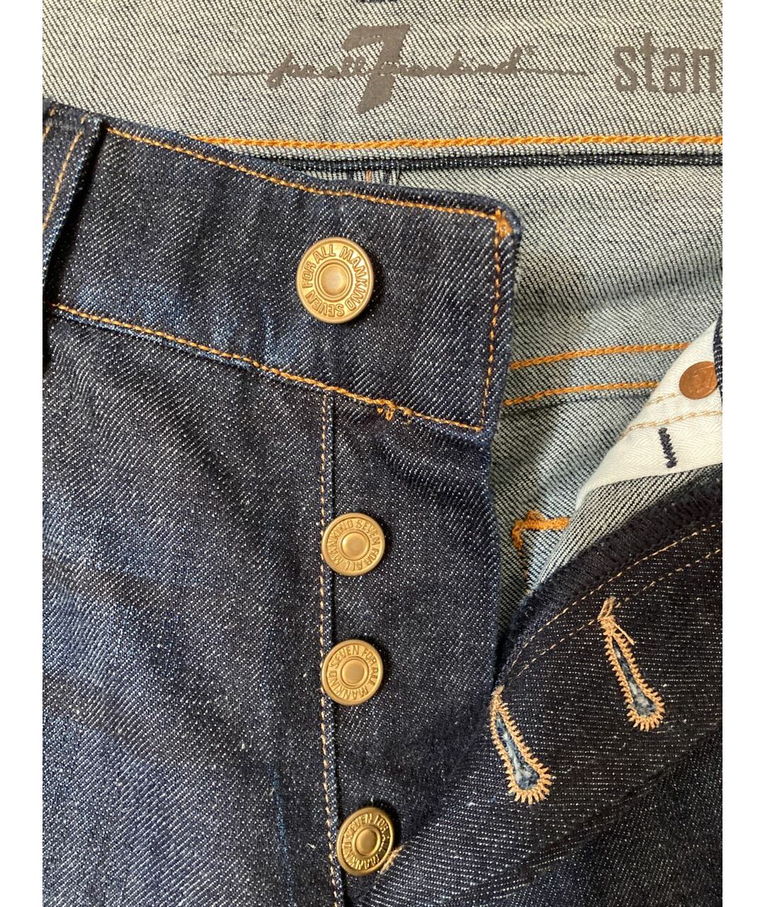 7 FOR ALL MANKIND Синие хлопко-полиэстеровые прямые джинсы, фото 3