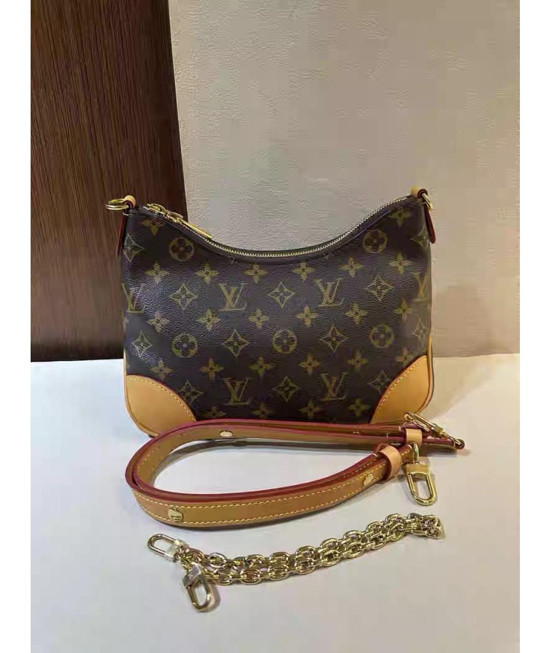LOUIS VUITTON Коричневая кожаная сумка через плечо, фото 8