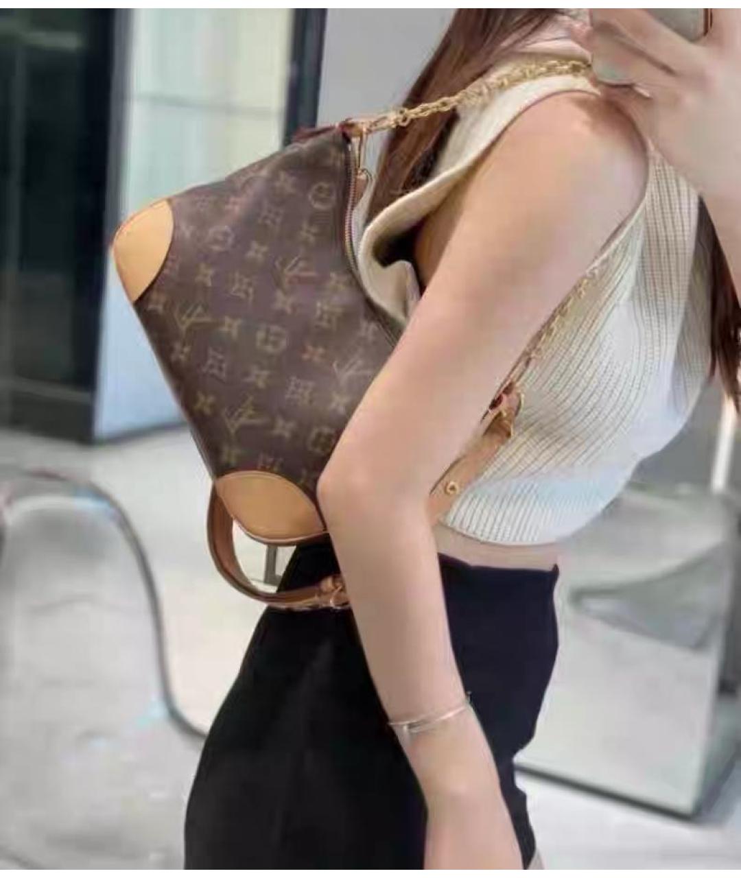 LOUIS VUITTON Коричневая кожаная сумка через плечо, фото 7