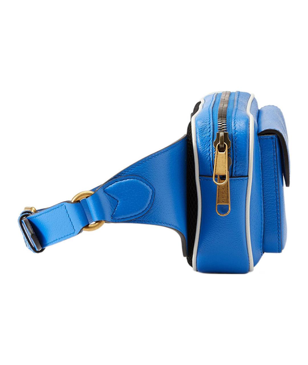 GUCCI Синяя кожаная поясная сумка, фото 3