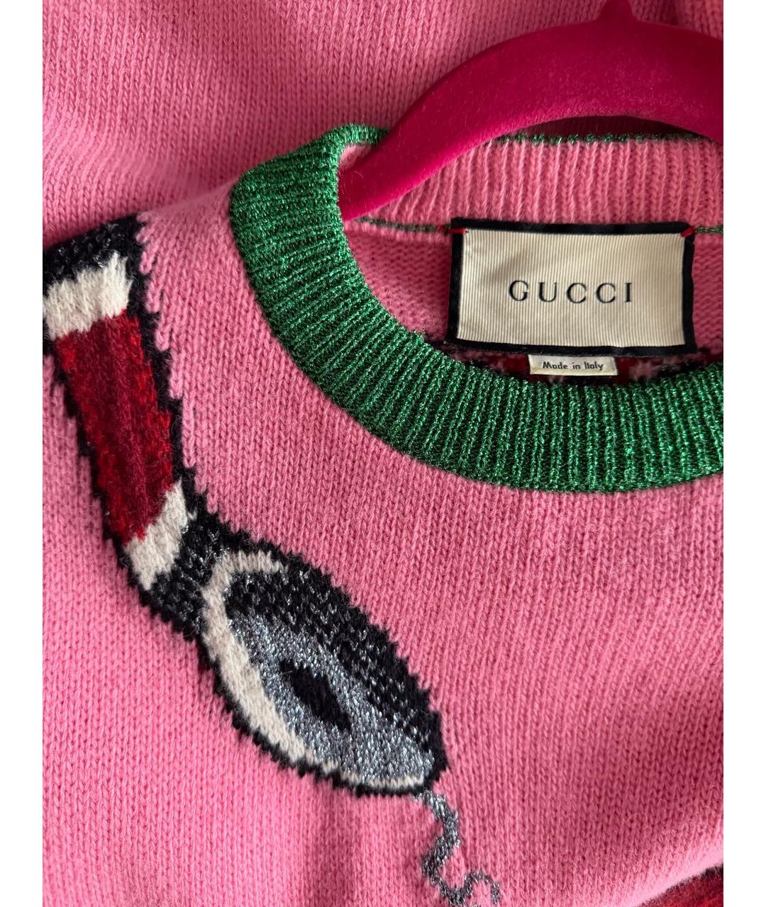 GUCCI Розовый шерстяной джемпер / свитер, фото 3