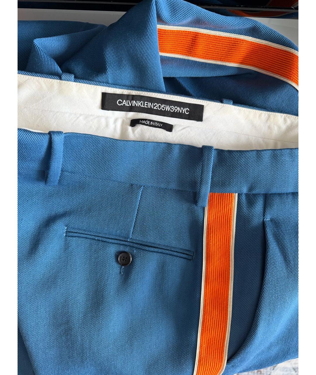 CALVIN KLEIN Синие хлопковые прямые брюки, фото 3