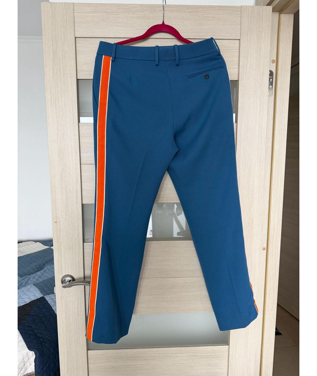 CALVIN KLEIN Синие хлопковые прямые брюки, фото 2