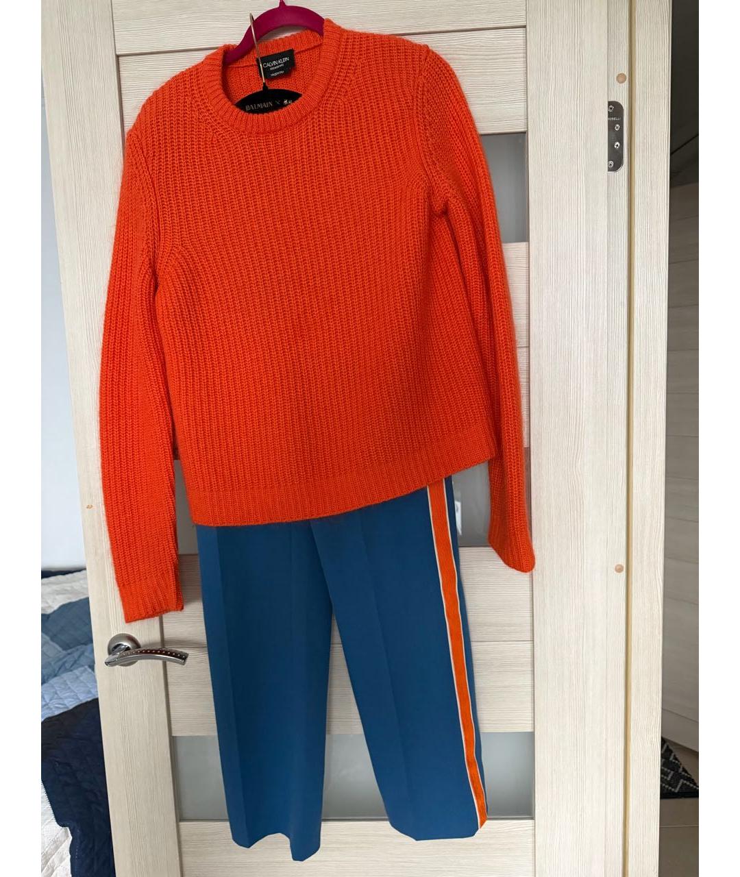 CALVIN KLEIN Синие хлопковые прямые брюки, фото 6
