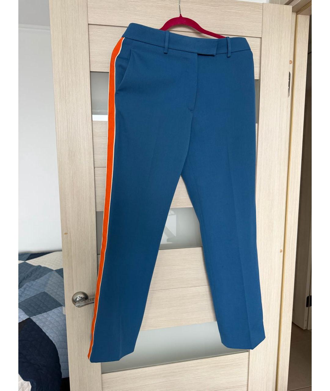 CALVIN KLEIN Синие хлопковые прямые брюки, фото 7