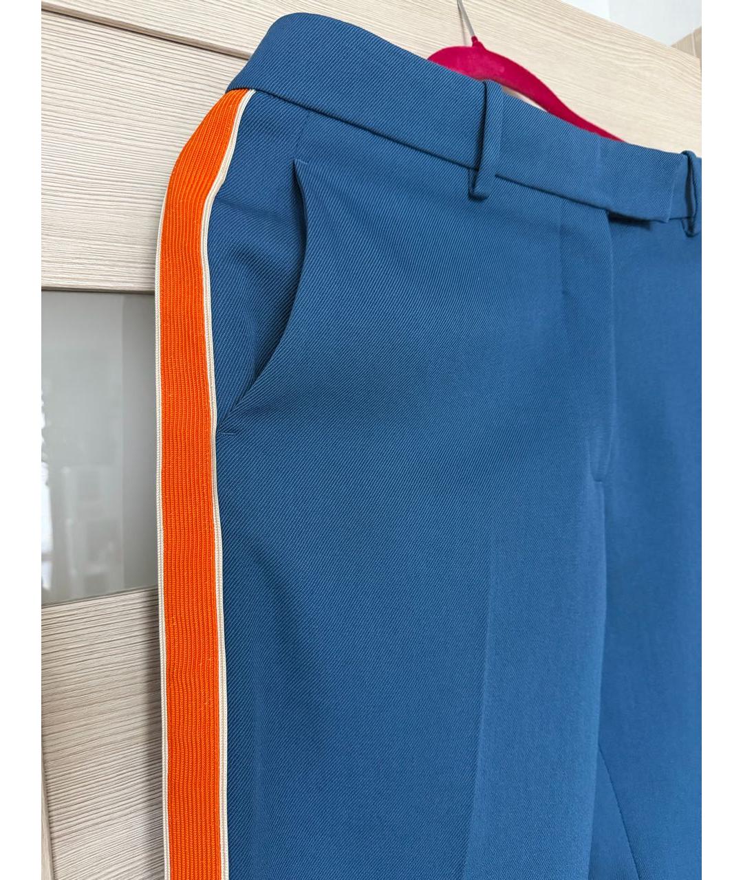 CALVIN KLEIN Синие хлопковые прямые брюки, фото 4