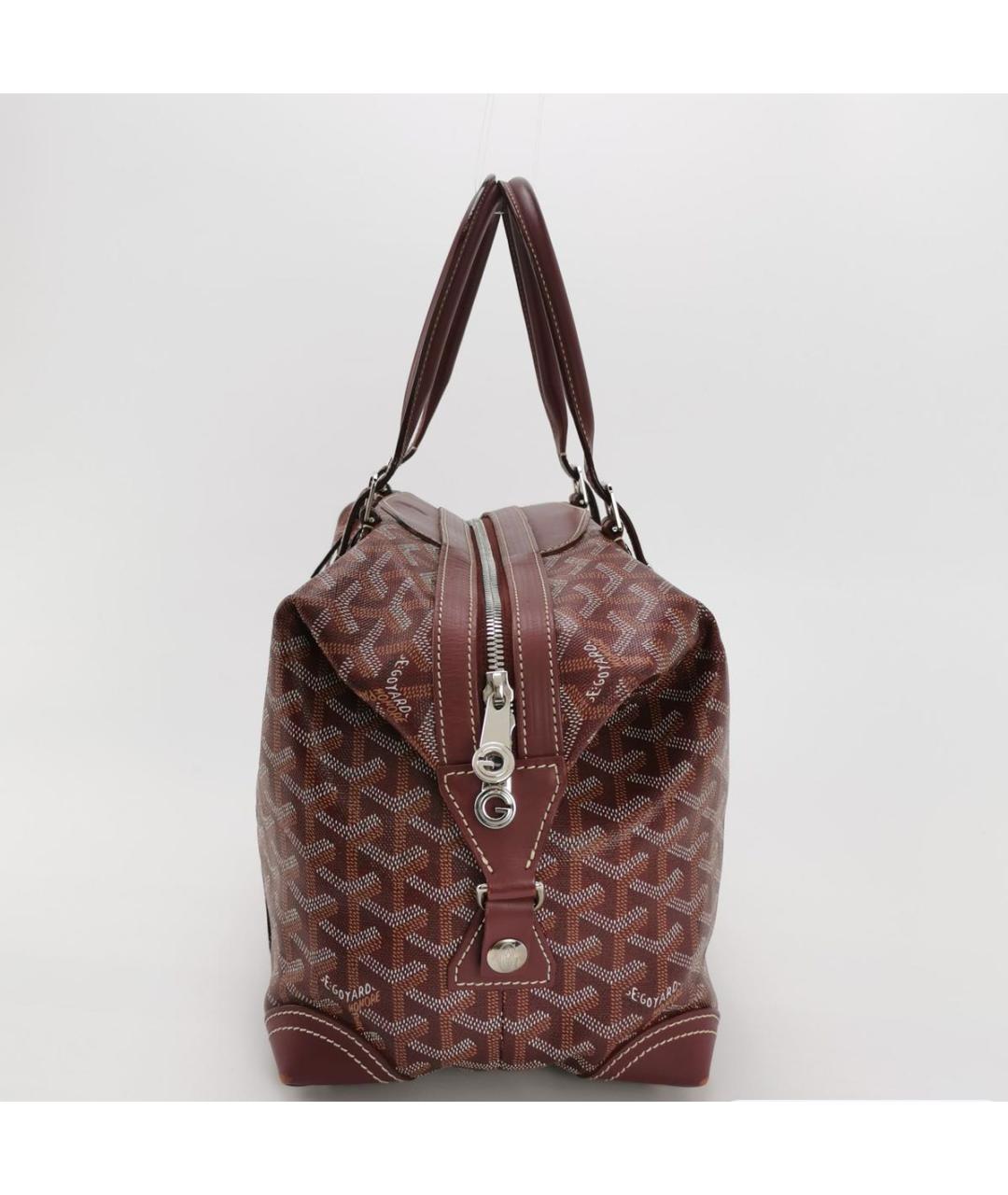GOYARD Бордовая кожаная сумка с короткими ручками, фото 2