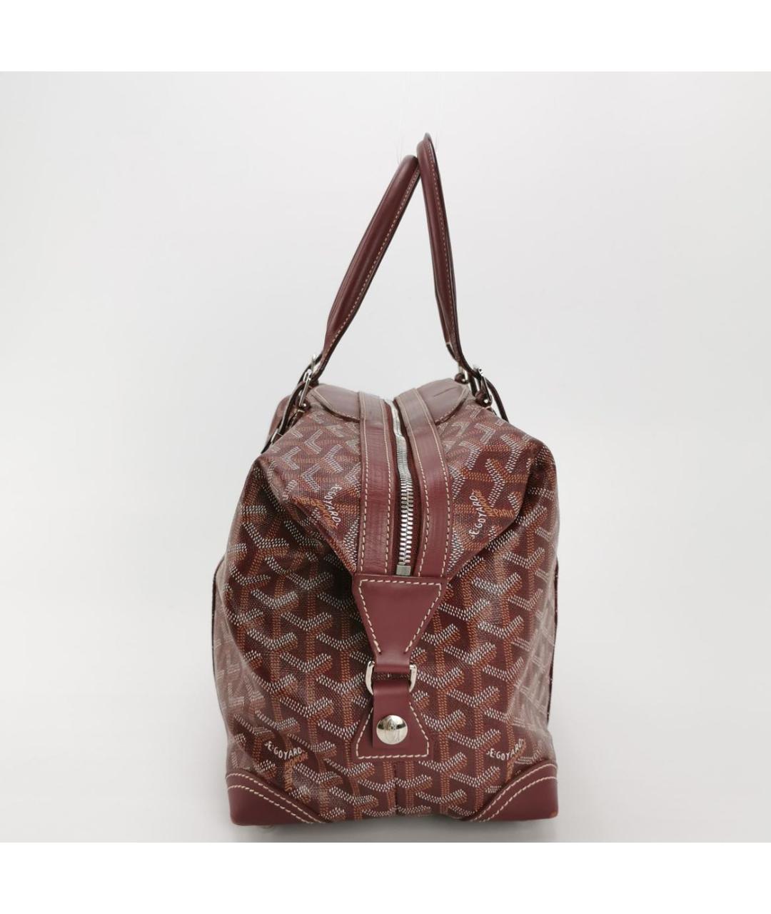 GOYARD Бордовая кожаная сумка с короткими ручками, фото 3