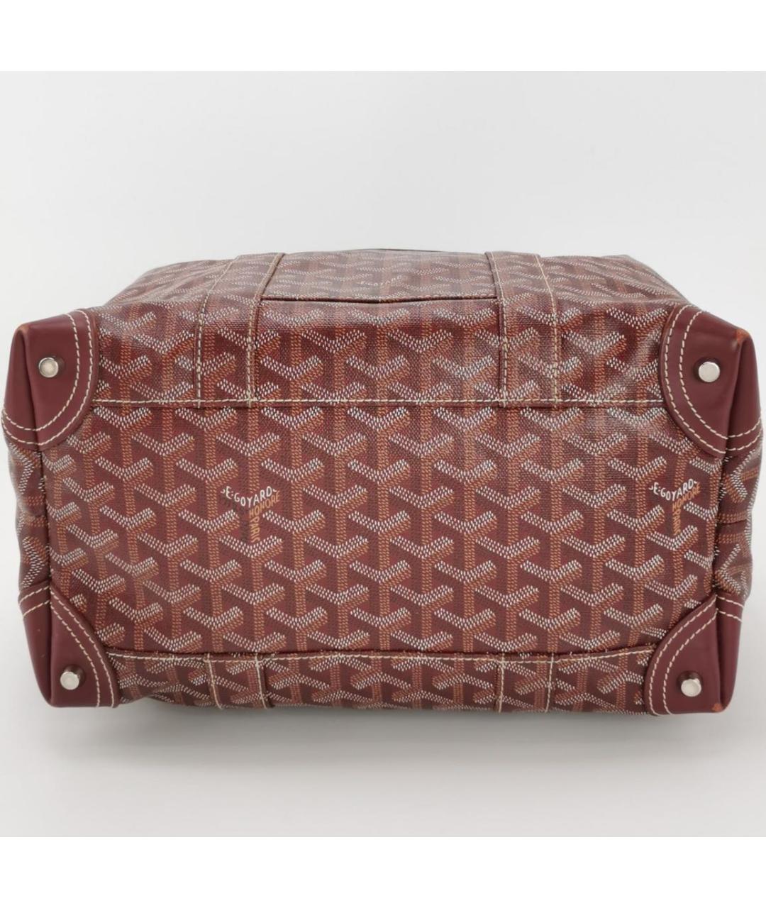 GOYARD Бордовая кожаная сумка с короткими ручками, фото 4