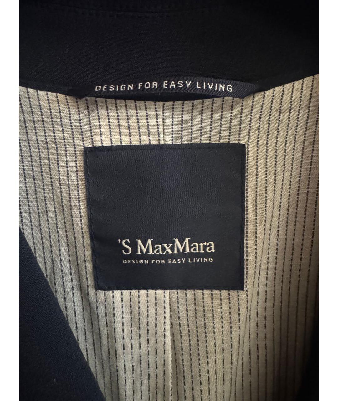 'S MAX MARA Темно-синий вискозный жакет/пиджак, фото 5