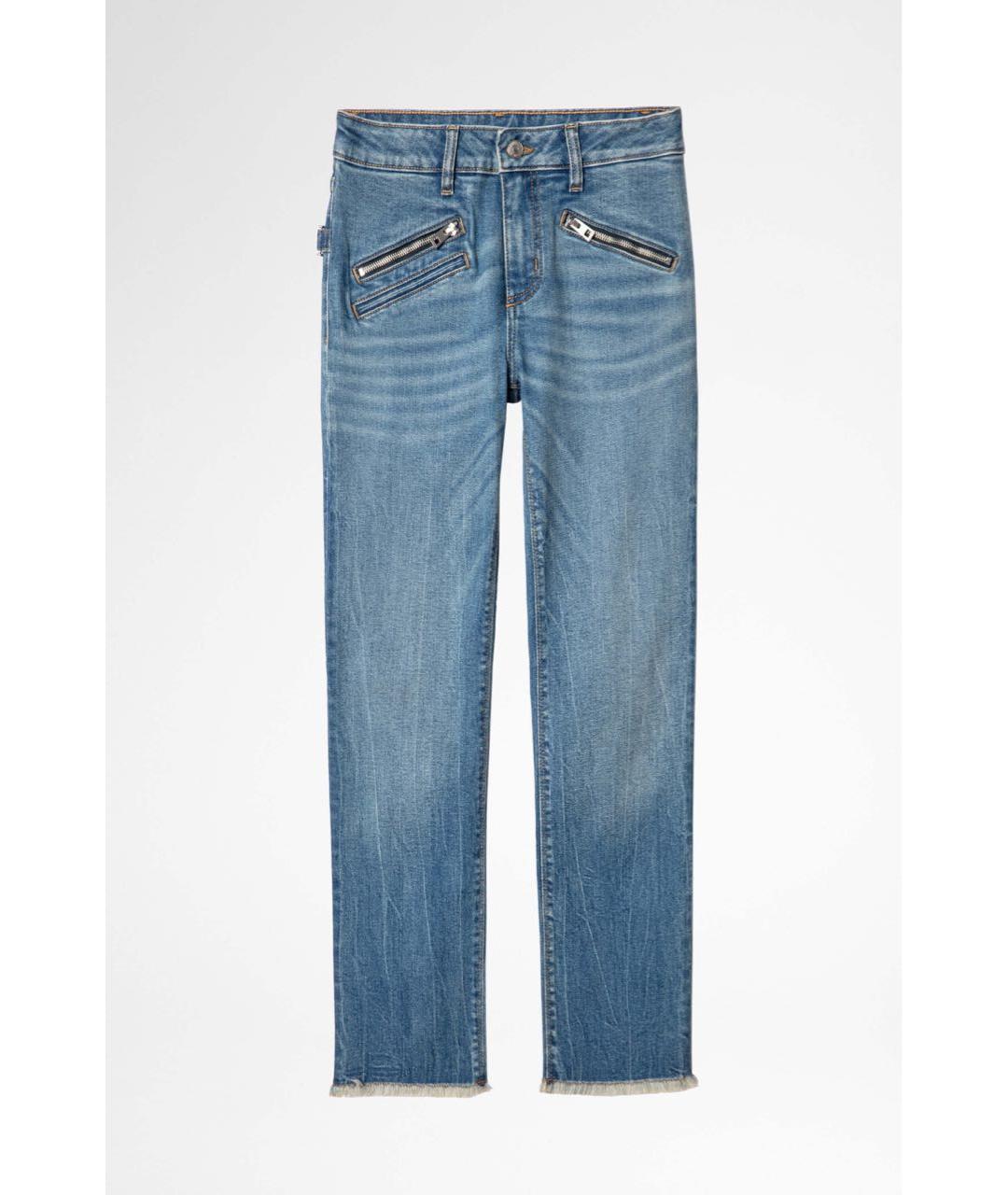 ZADIG & VOLTAIRE Синие хлопко-эластановые джинсы слим, фото 4