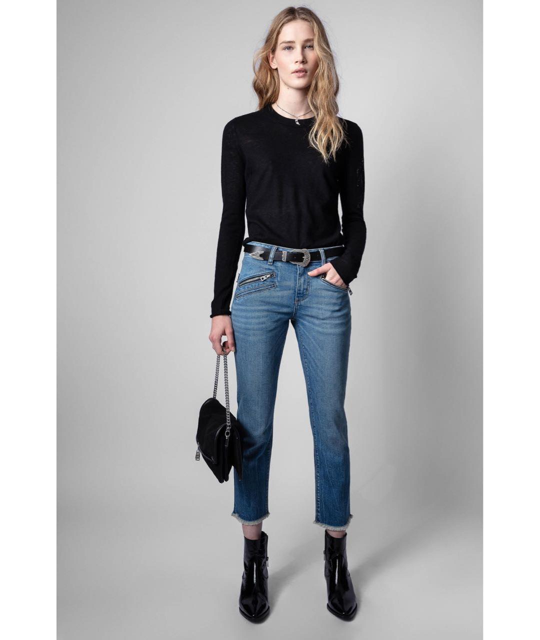 ZADIG & VOLTAIRE Синие хлопко-эластановые джинсы слим, фото 2