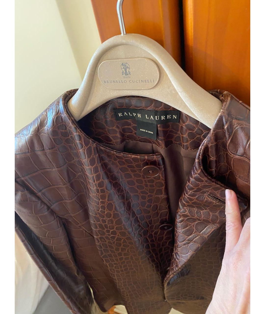 RALPH LAUREN Коричневая кожаная куртка, фото 3
