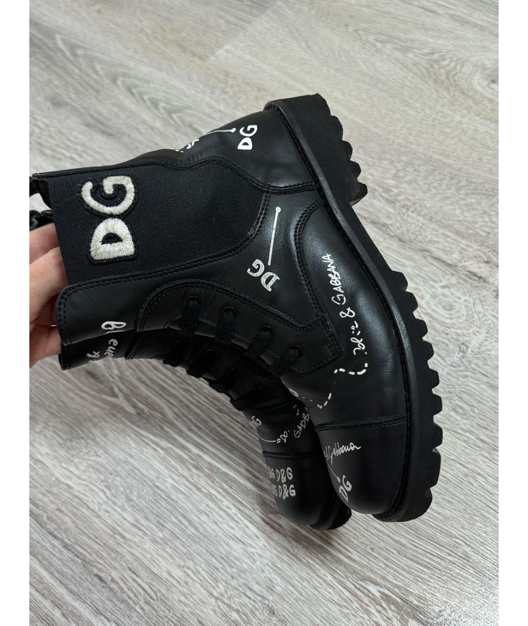 DOLCE&GABBANA Черные кожаные ботинки, фото 5