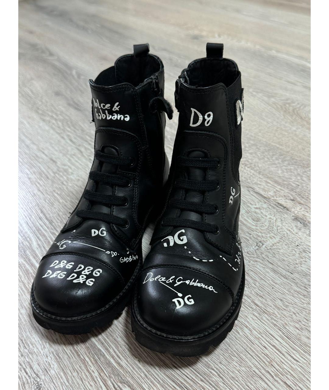 DOLCE&GABBANA Черные кожаные ботинки, фото 6