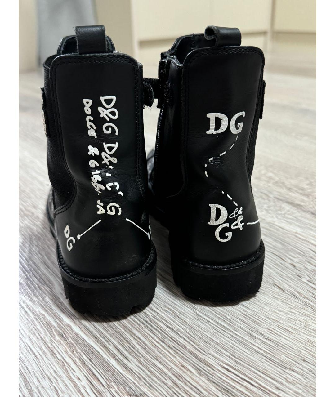 DOLCE&GABBANA Черные кожаные ботинки, фото 3