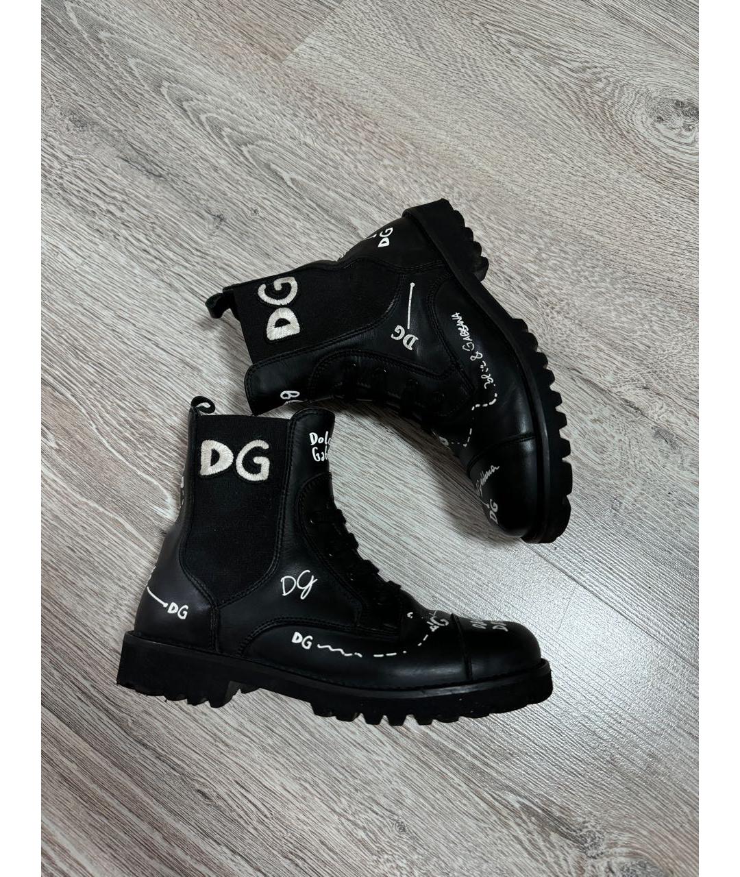 DOLCE&GABBANA Черные кожаные ботинки, фото 8