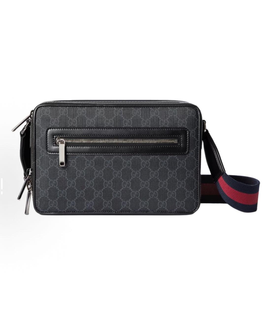 GUCCI Антрацитовая кожаная сумка на плечо, фото 1
