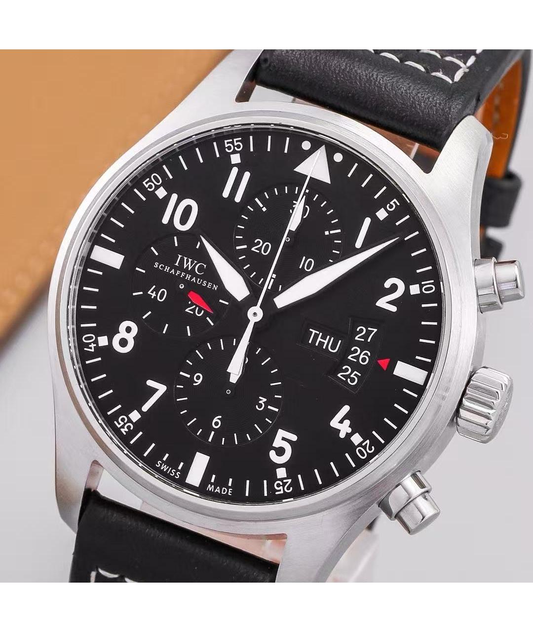 IWC Schaffhausen Черные стальные часы, фото 4