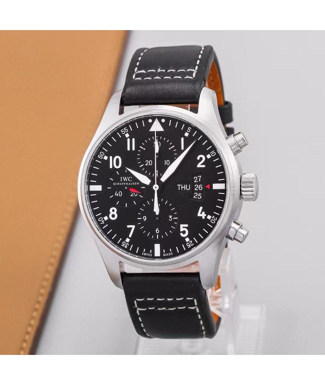 IWC Schaffhausen Черные стальные часы, фото 2