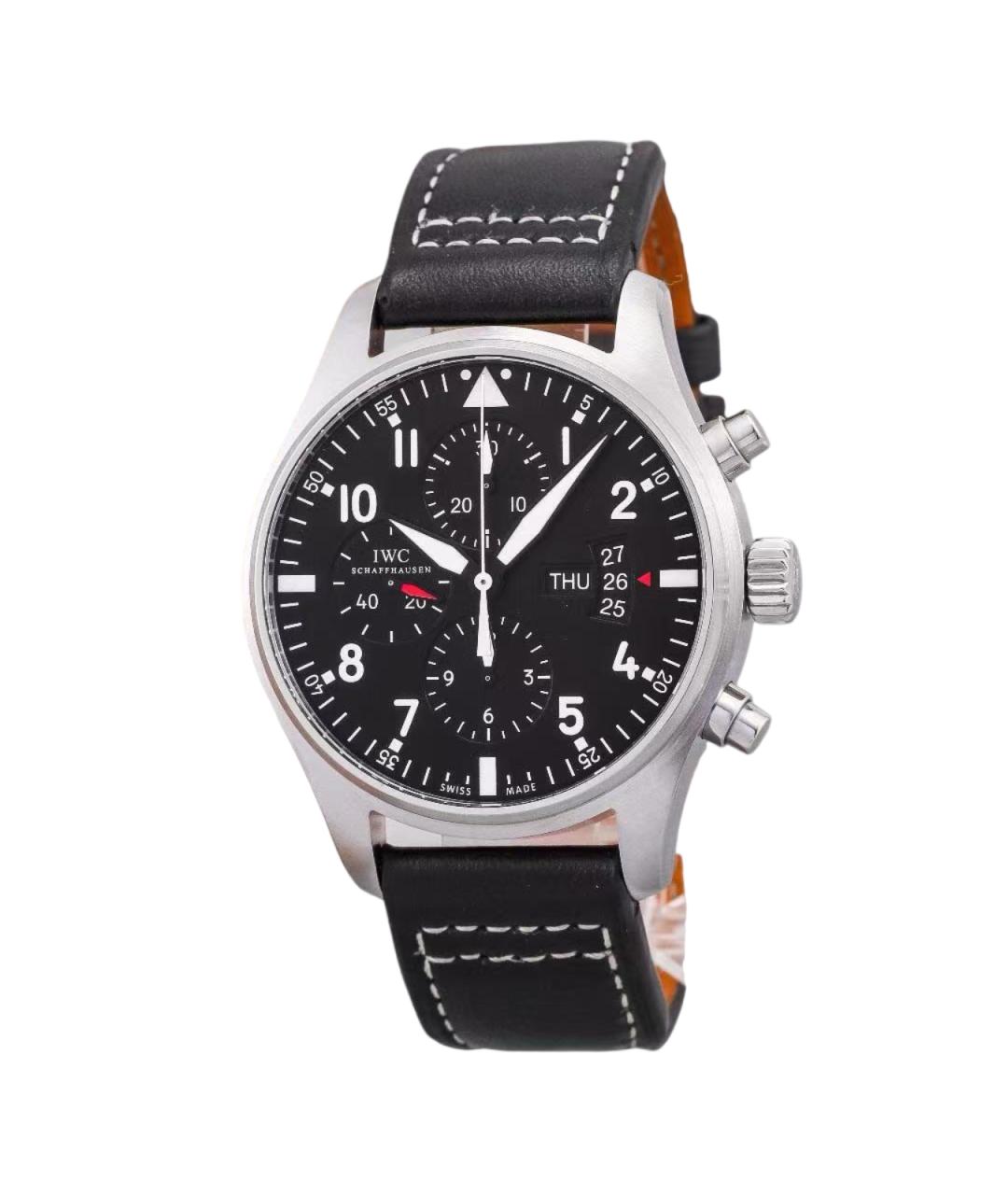 IWC Schaffhausen Черные стальные часы, фото 1