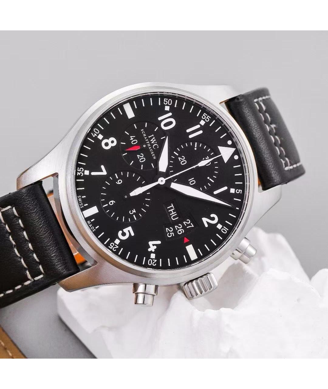 IWC Schaffhausen Черные стальные часы, фото 3