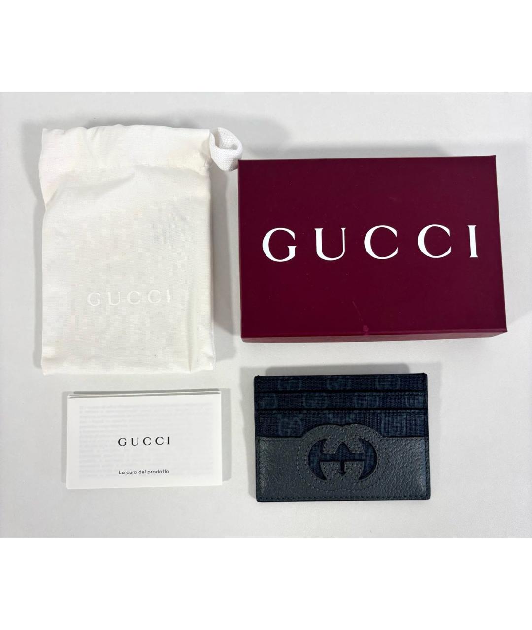 GUCCI Черный кожаный кардхолдер, фото 1