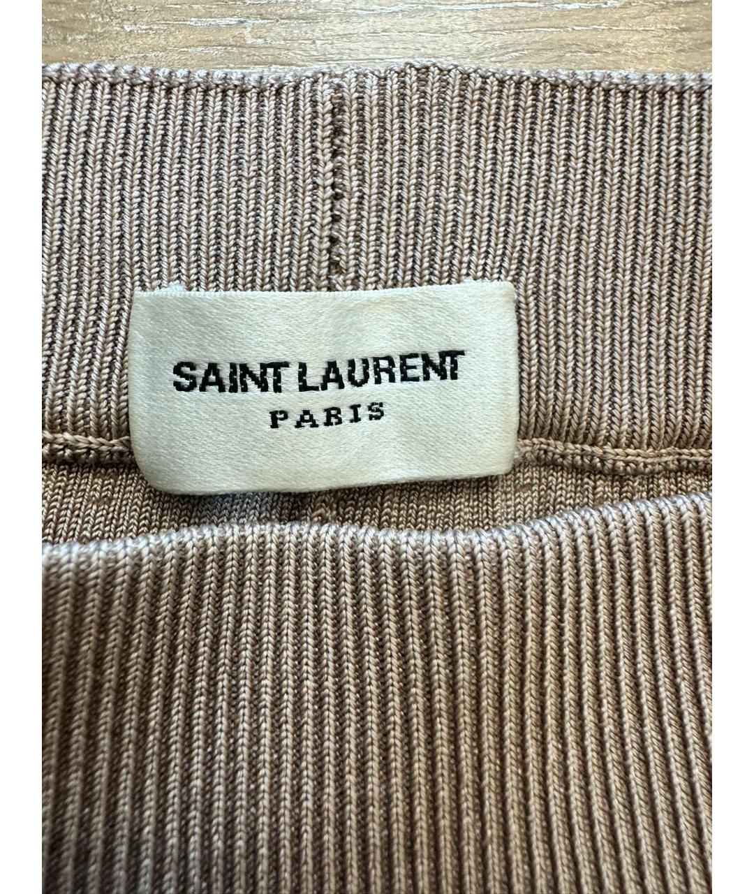 SAINT LAURENT Бежевые вискозные шорты, фото 3