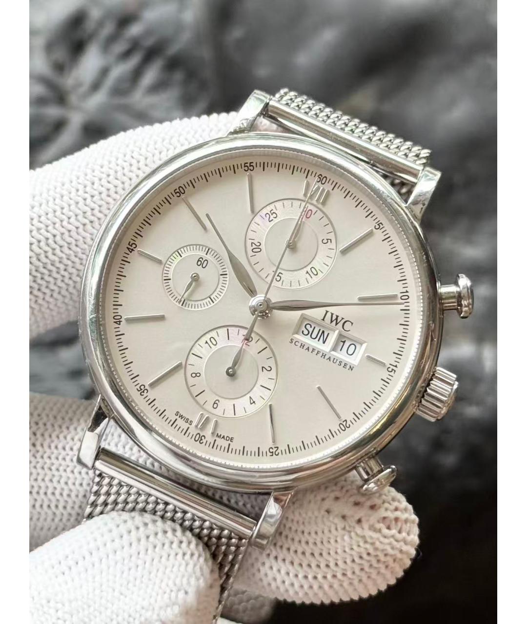IWC Schaffhausen Серебряные стальные часы, фото 4