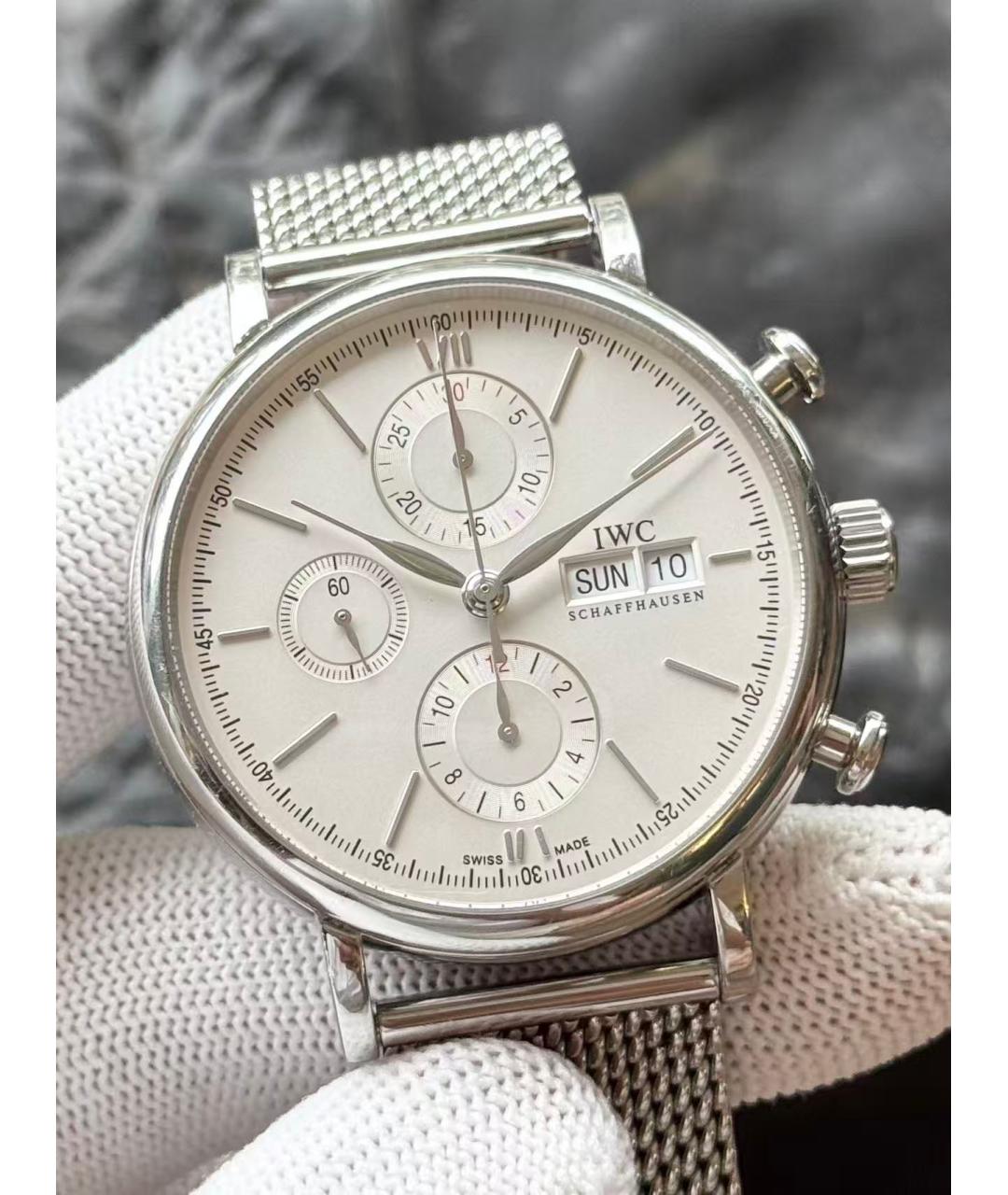 IWC Schaffhausen Серебряные стальные часы, фото 3