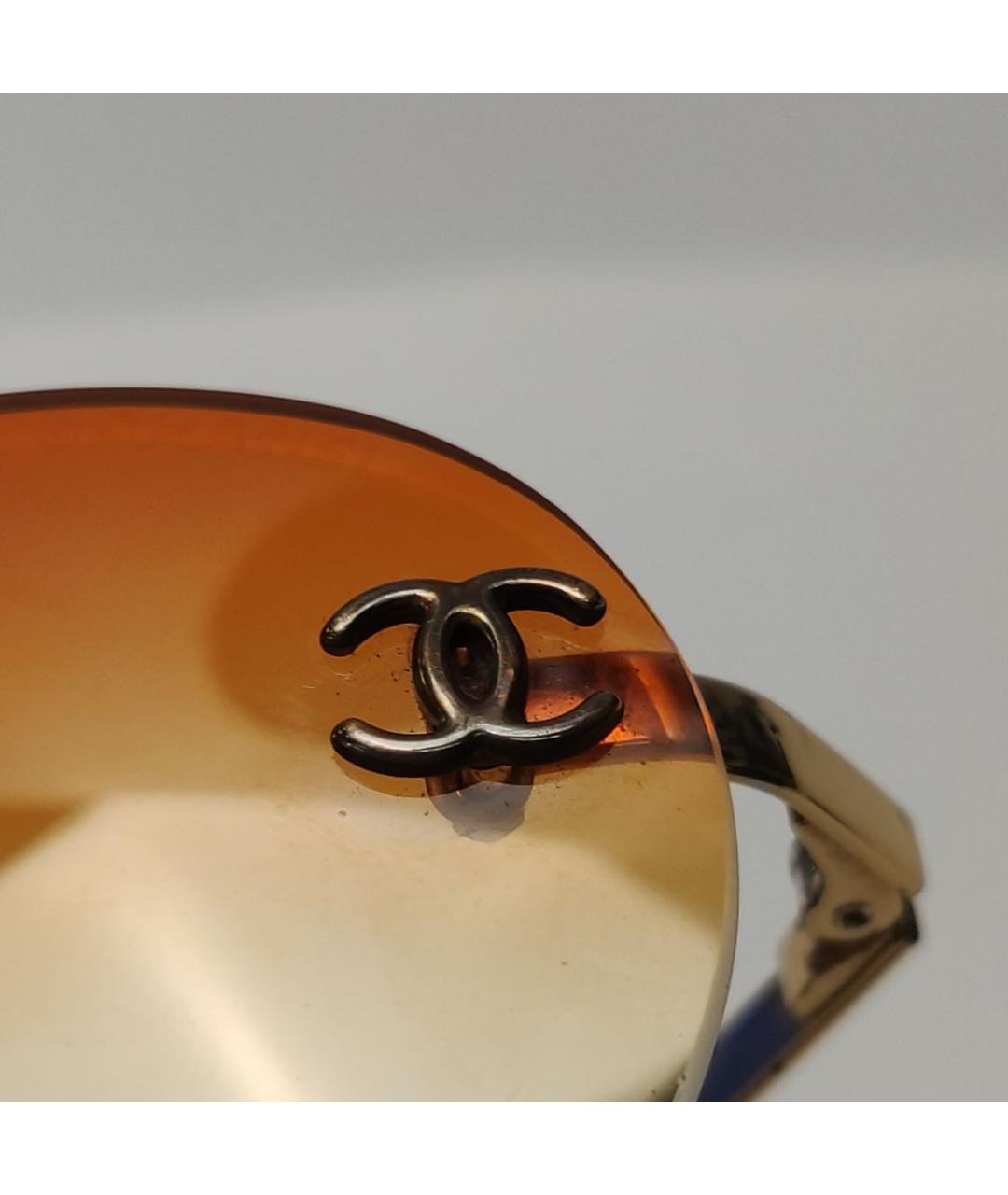 CHANEL Оранжевое металлические солнцезащитные очки, фото 8