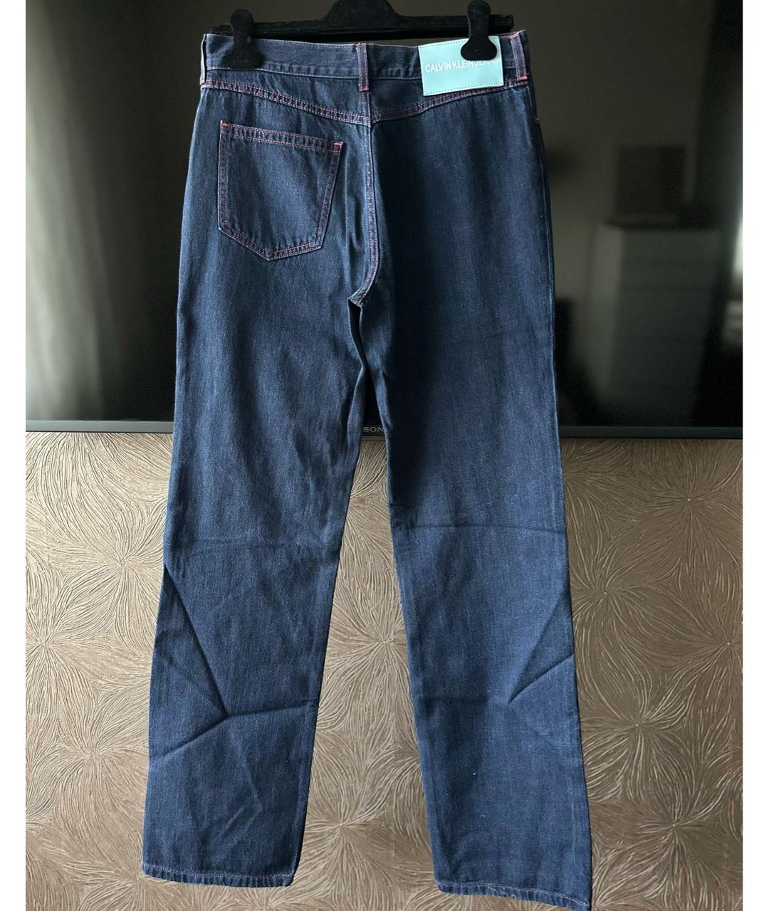 CALVIN KLEIN Темно-синие хлопковые прямые джинсы, фото 2