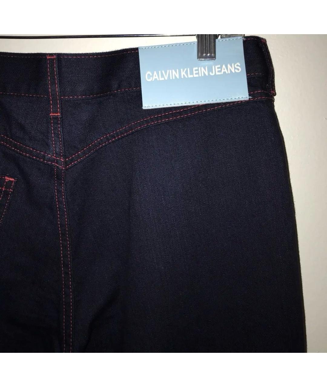 CALVIN KLEIN Темно-синие хлопковые прямые джинсы, фото 3