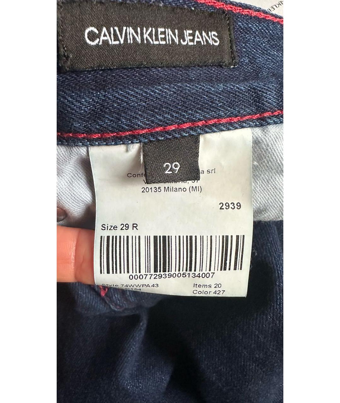 CALVIN KLEIN Темно-синие хлопковые прямые джинсы, фото 5
