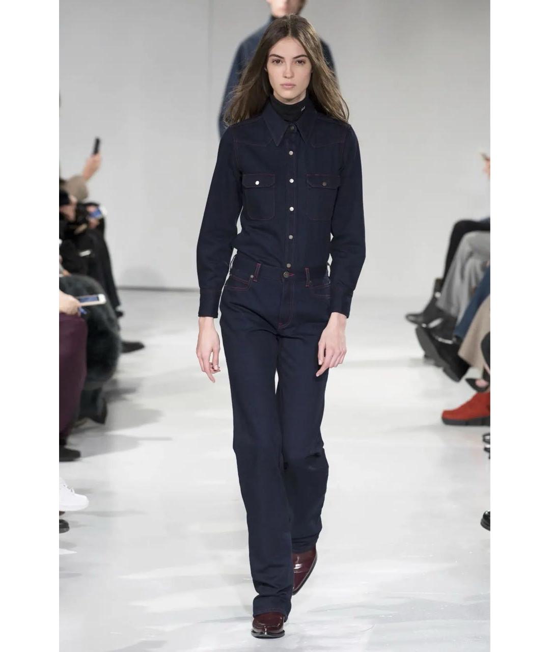 CALVIN KLEIN Темно-синие хлопковые прямые джинсы, фото 6