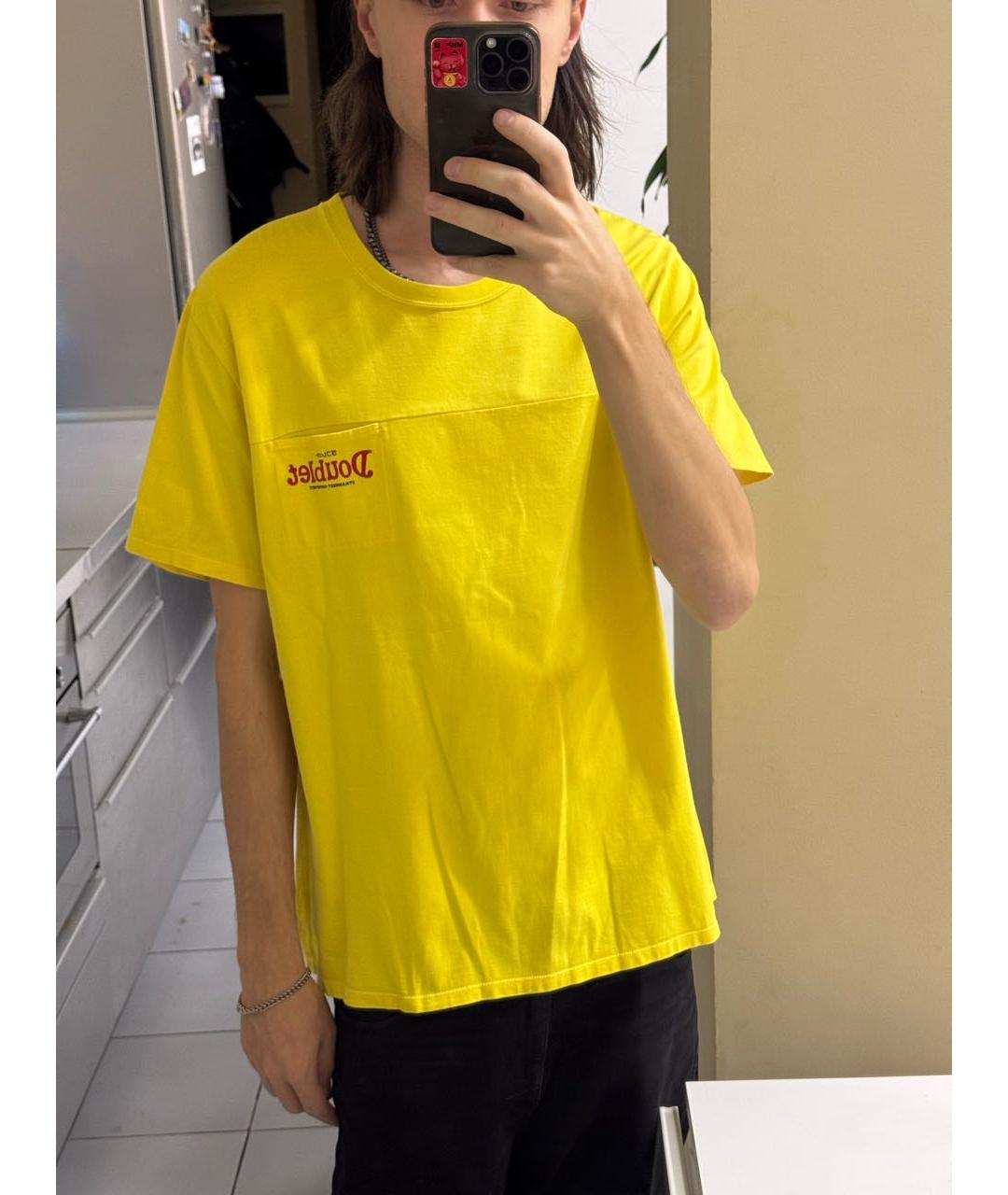 DOUBLET Желтая хлопковая футболка, фото 5