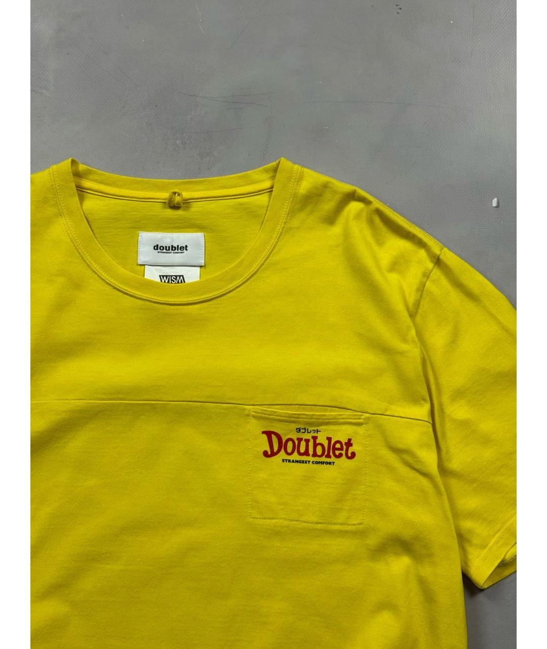 DOUBLET Желтая хлопковая футболка, фото 4