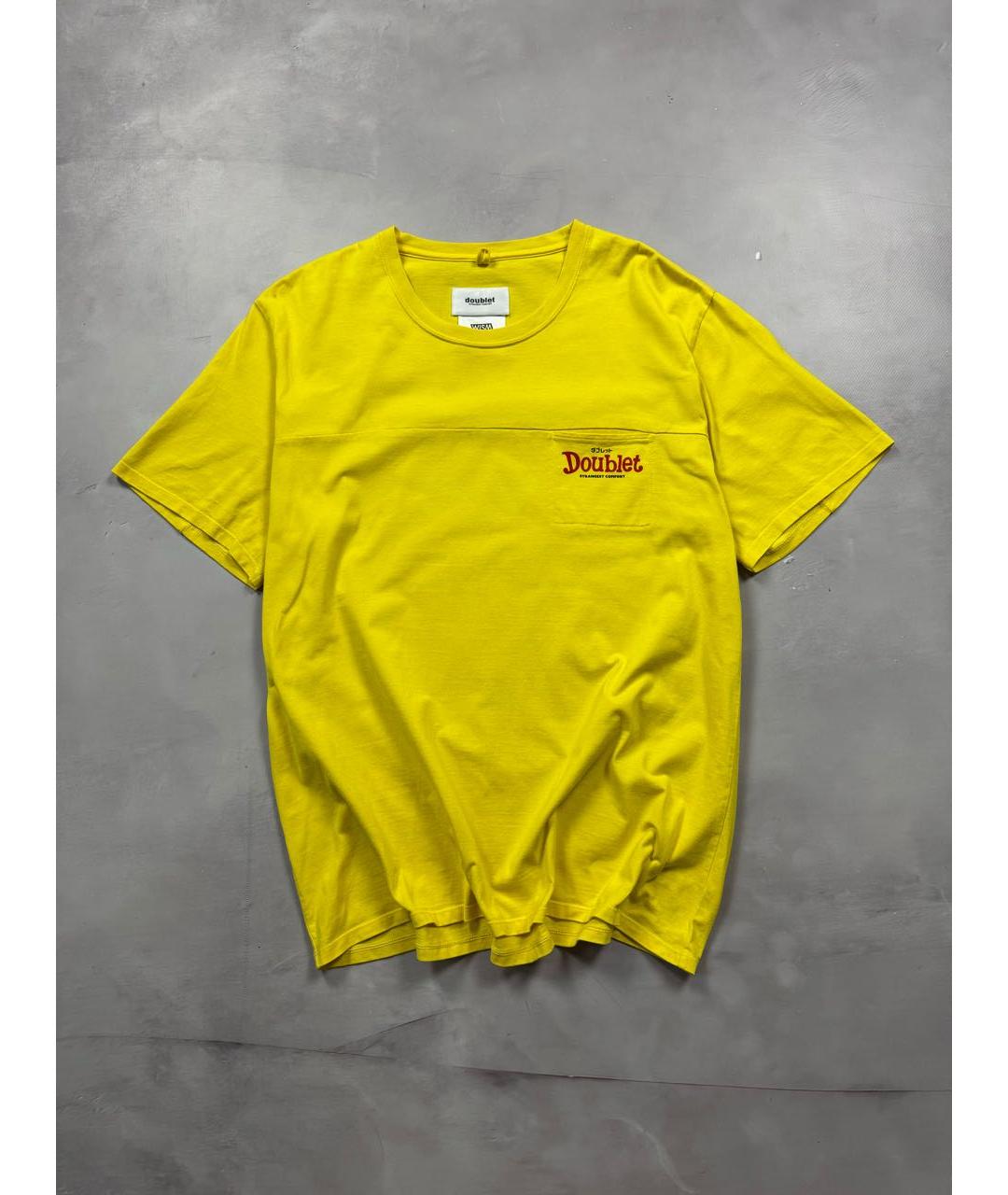 DOUBLET Желтая хлопковая футболка, фото 9