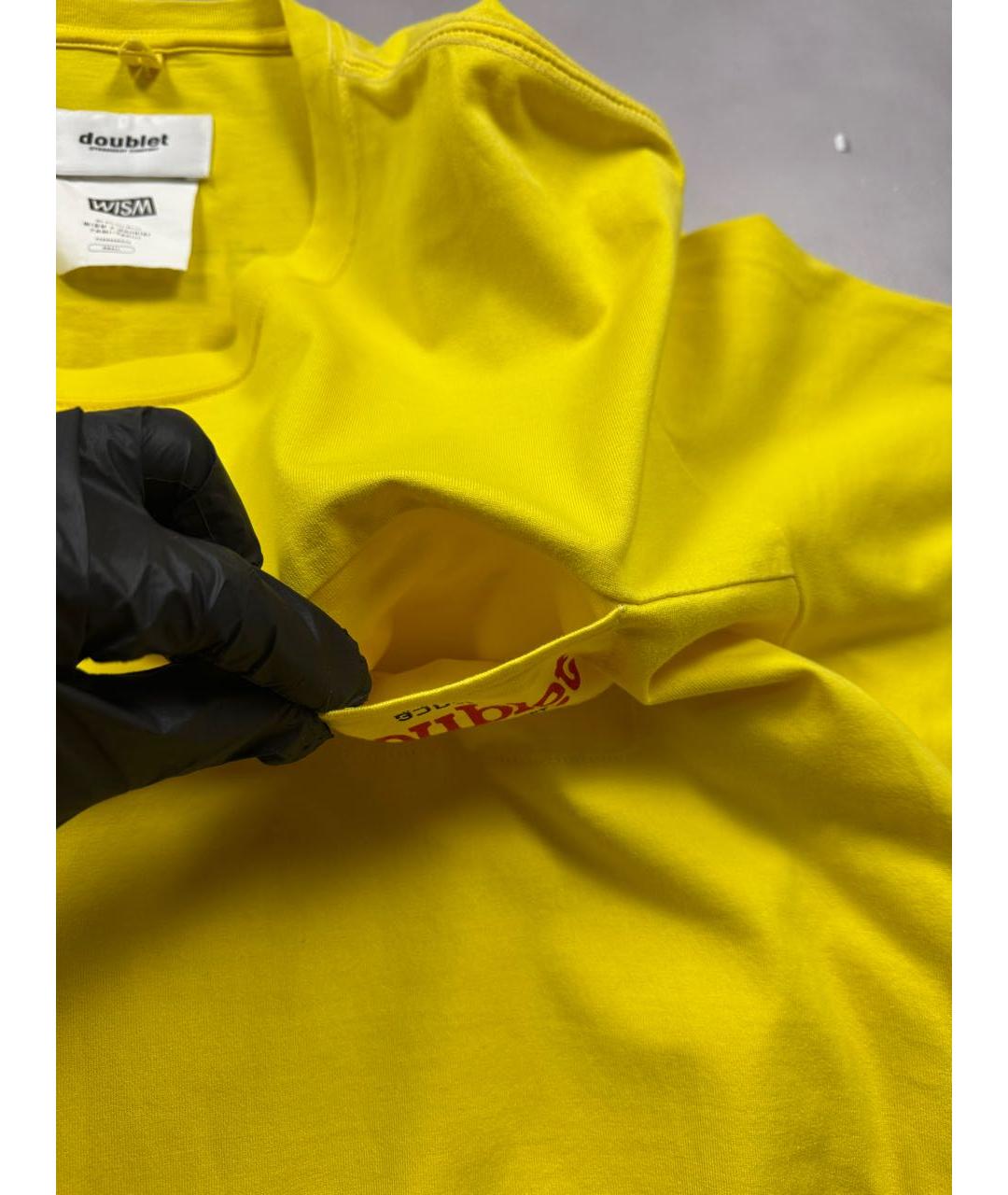 DOUBLET Желтая хлопковая футболка, фото 6