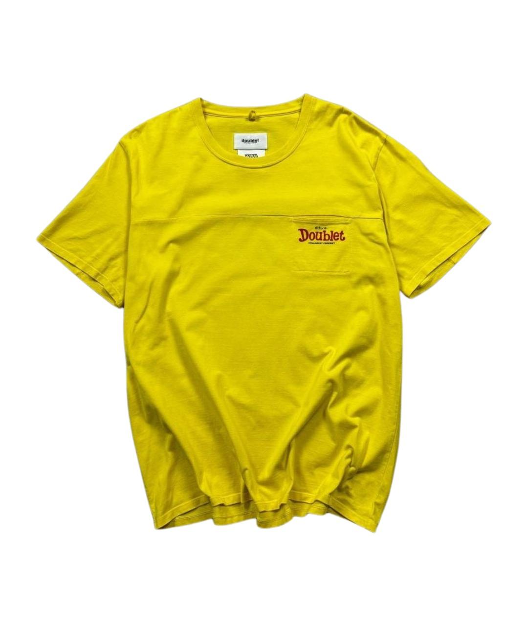 DOUBLET Желтая хлопковая футболка, фото 1