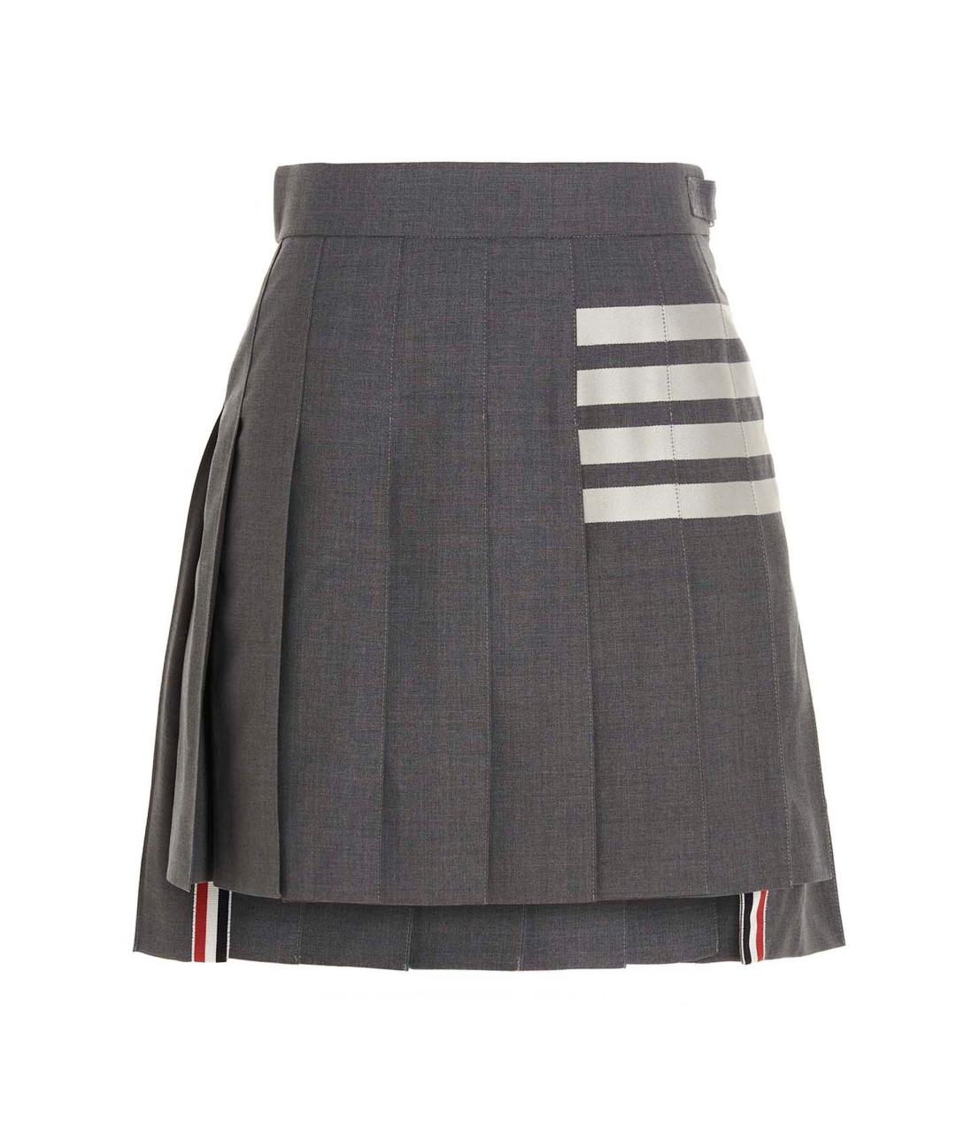 THOM BROWNE Серая шерстяная юбка макси, фото 2