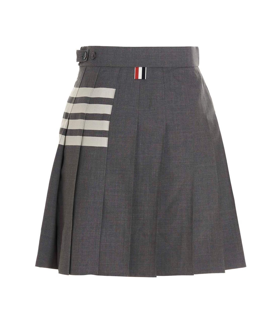 THOM BROWNE Серая шерстяная юбка макси, фото 3